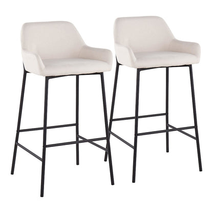 LumiSource Daniella 30in Bar Stool Set of 2 | Industrial Black Metal and Cream Fabric | Kitchen Island & Bar Seating | Model B30-DNLA2BKCR2