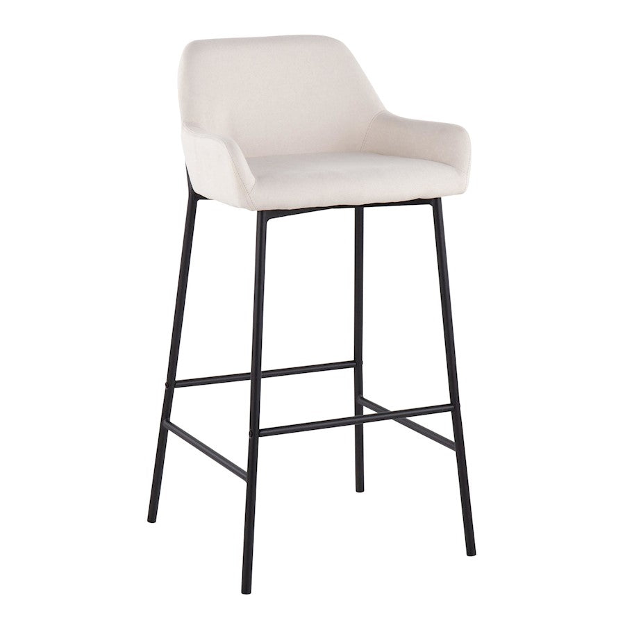 LumiSource Daniella 30in Bar Stool Set of 2 | Industrial Black Metal and Cream Fabric | Kitchen Island & Bar Seating | Model B30-DNLA2BKCR2