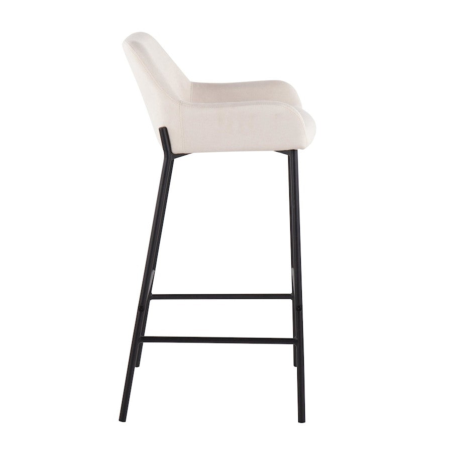 LumiSource Daniella 30in Bar Stool Set of 2 | Industrial Black Metal and Cream Fabric | Kitchen Island & Bar Seating | Model B30-DNLA2BKCR2