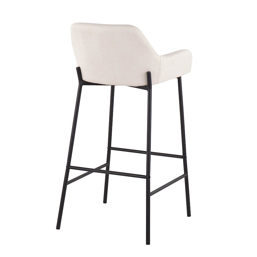 LumiSource Daniella 30in Bar Stool Set of 2 | Industrial Black Metal and Cream Fabric | Kitchen Island & Bar Seating | Model B30-DNLA2BKCR2