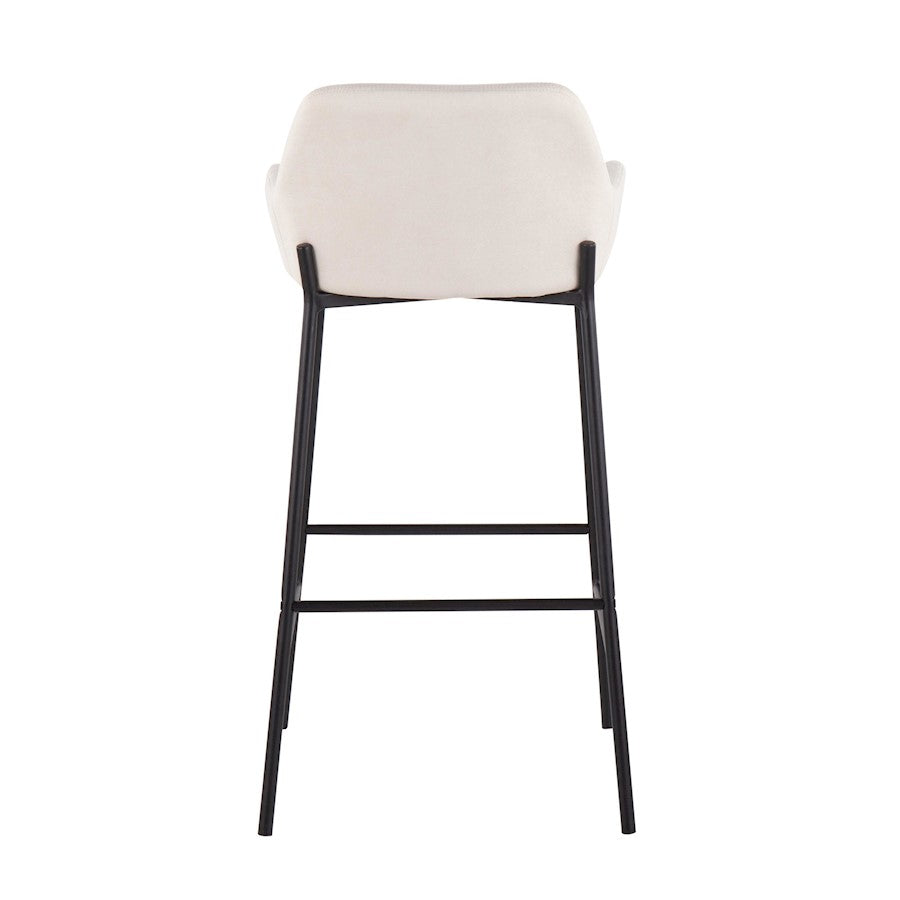 LumiSource Daniella 30in Bar Stool Set of 2 | Industrial Black Metal and Cream Fabric | Kitchen Island & Bar Seating | Model B30-DNLA2BKCR2