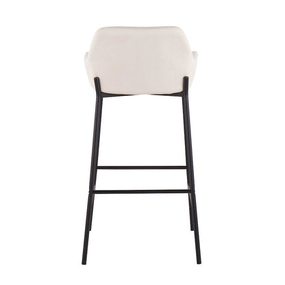 LumiSource Daniella 30in Bar Stool Set of 2 | Industrial Black Metal and Cream Fabric | Kitchen Island & Bar Seating | Model B30-DNLA2BKCR2