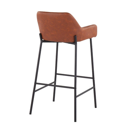 LumiSource Daniella 30in Bar Stool Set of 2 | Industrial Black Metal and Camel PU Leather | Kitchen Island & Bar Seating | Model B30-DNLA2BKPUCAM2