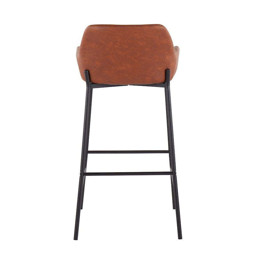 LumiSource Daniella 30in Bar Stool Set of 2 | Industrial Black Metal and Camel PU Leather | Kitchen Island & Bar Seating | Model B30-DNLA2BKPUCAM2