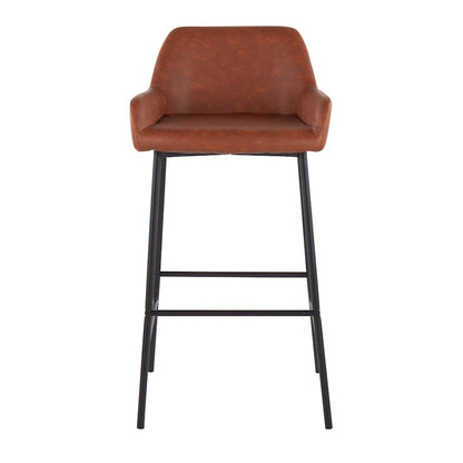 LumiSource Daniella 30in Bar Stool Set of 2 | Industrial Black Metal and Camel PU Leather | Kitchen Island & Bar Seating | Model B30-DNLA2BKPUCAM2