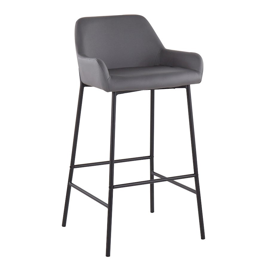 LumiSource Daniella 30in Bar Stool Set of 2 | Industrial Black Metal and Grey PU | Kitchen Island & Home Bar Seating | Model B30-DNLA2BKPUGY2