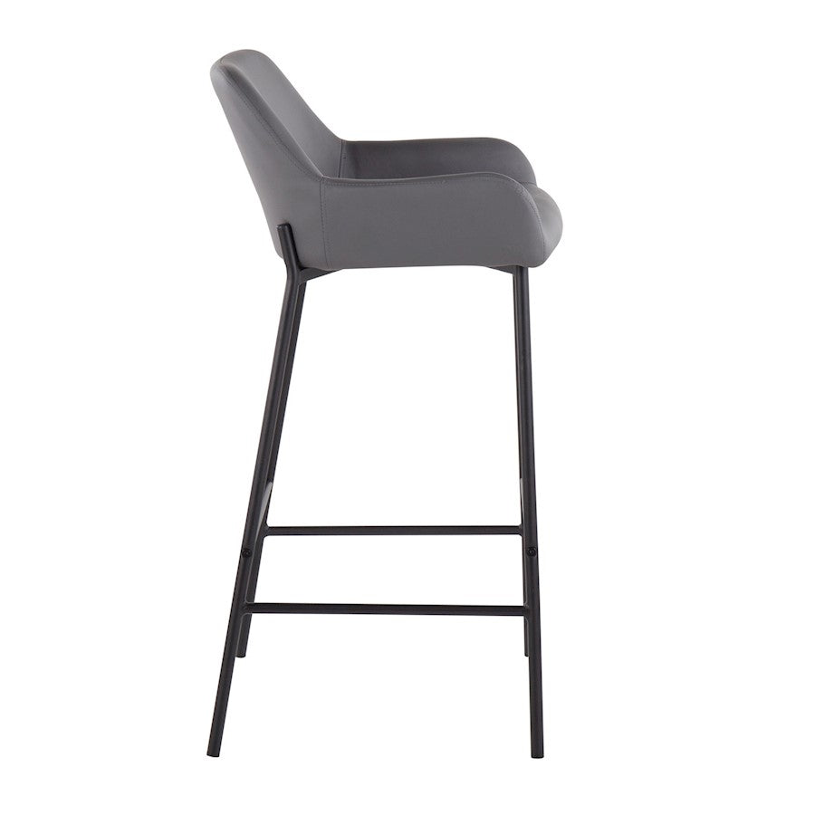 LumiSource Daniella 30in Bar Stool Set of 2 | Industrial Black Metal and Grey PU | Kitchen Island & Home Bar Seating | Model B30-DNLA2BKPUGY2