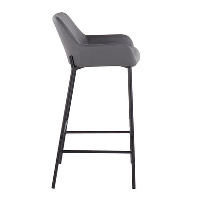 LumiSource Daniella 30in Bar Stool Set of 2 | Industrial Black Metal and Grey PU | Kitchen Island & Home Bar Seating | Model B30-DNLA2BKPUGY2