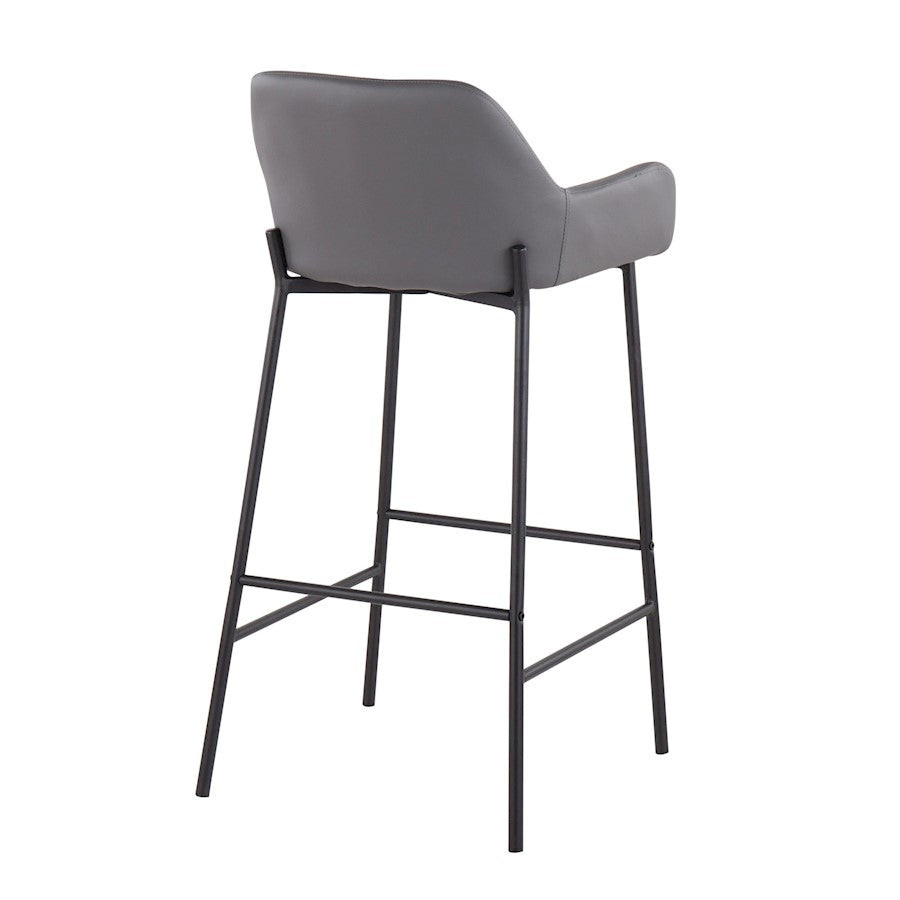 LumiSource Daniella 30in Bar Stool Set of 2 | Industrial Black Metal and Grey PU | Kitchen Island & Home Bar Seating | Model B30-DNLA2BKPUGY2