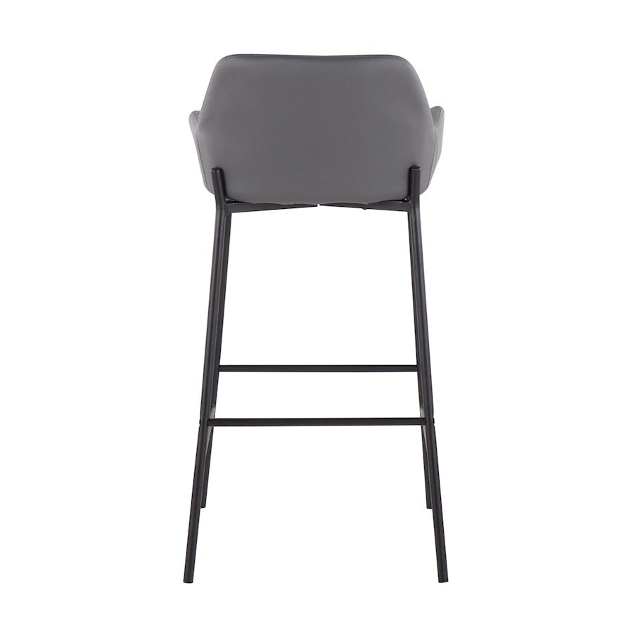 LumiSource Daniella 30in Bar Stool Set of 2 | Industrial Black Metal and Grey PU | Kitchen Island & Home Bar Seating | Model B30-DNLA2BKPUGY2