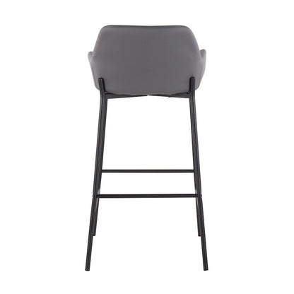LumiSource Daniella 30in Bar Stool Set of 2 | Industrial Black Metal and Grey PU | Kitchen Island & Home Bar Seating | Model B30-DNLA2BKPUGY2