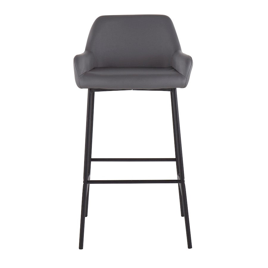 LumiSource Daniella 30in Bar Stool Set of 2 | Industrial Black Metal and Grey PU | Kitchen Island & Home Bar Seating | Model B30-DNLA2BKPUGY2
