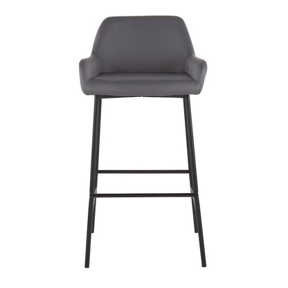 LumiSource Daniella 30in Bar Stool Set of 2 | Industrial Black Metal and Grey PU | Kitchen Island & Home Bar Seating | Model B30-DNLA2BKPUGY2