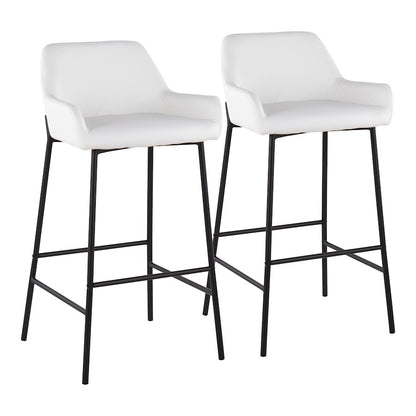 LumiSource Daniella 30in Bar Stool Set of 2 | Industrial Black Metal and White PU | Kitchen Island & Home Bar Seating | Model B30-DNLA2BKPUW2