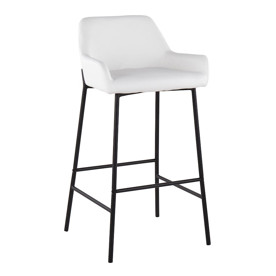 LumiSource Daniella 30in Bar Stool Set of 2 | Industrial Black Metal and White PU | Kitchen Island & Home Bar Seating | Model B30-DNLA2BKPUW2