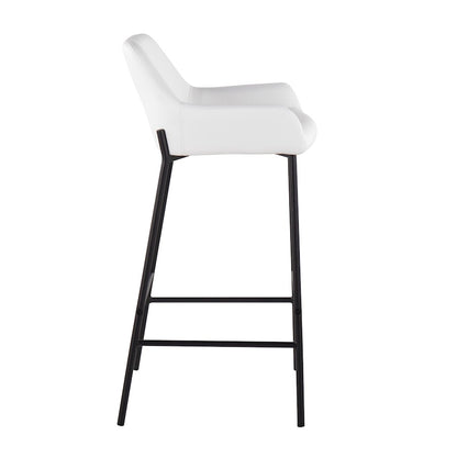 LumiSource Daniella 30in Bar Stool Set of 2 | Industrial Black Metal and White PU | Kitchen Island & Home Bar Seating | Model B30-DNLA2BKPUW2