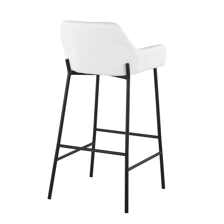 LumiSource Daniella 30in Bar Stool Set of 2 | Industrial Black Metal and White PU | Kitchen Island & Home Bar Seating | Model B30-DNLA2BKPUW2