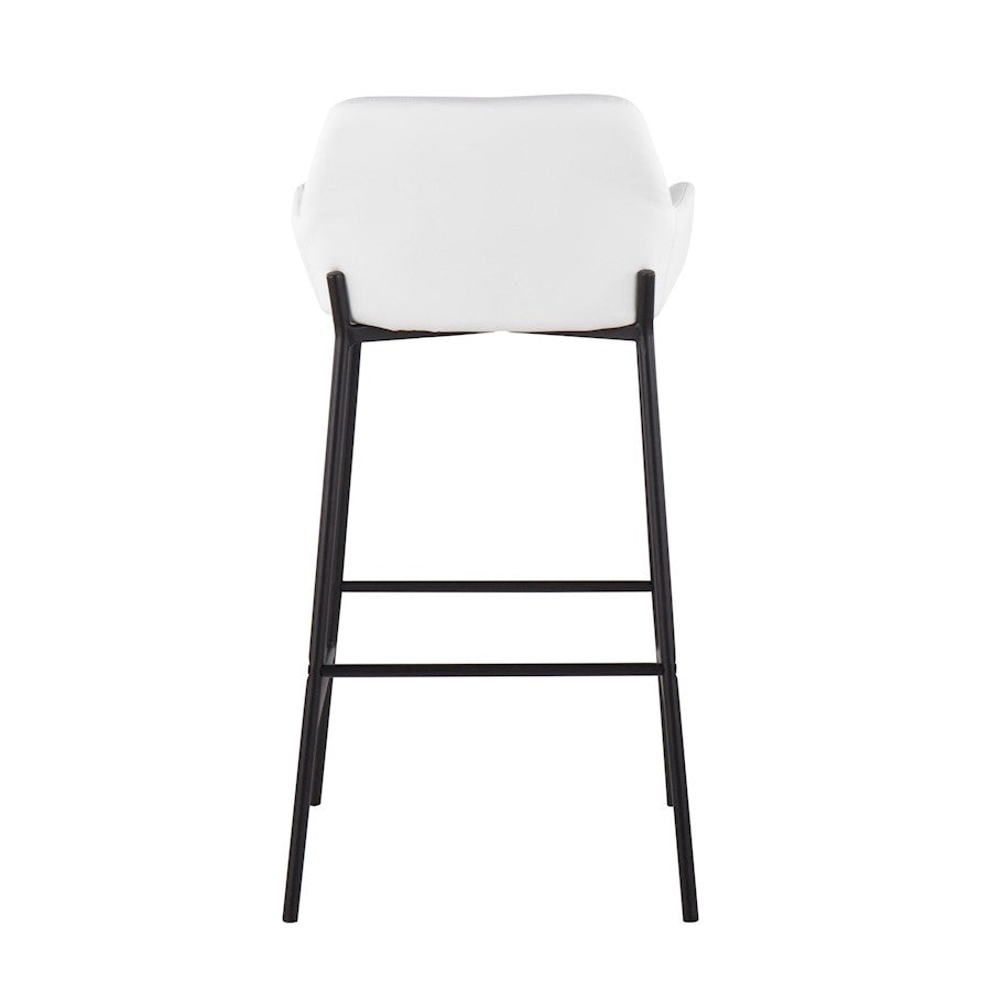 LumiSource Daniella 30in Bar Stool Set of 2 | Industrial Black Metal and White PU | Kitchen Island & Home Bar Seating | Model B30-DNLA2BKPUW2