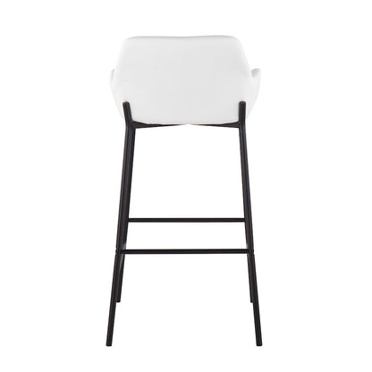 LumiSource Daniella 30in Bar Stool Set of 2 | Industrial Black Metal and White PU | Kitchen Island & Home Bar Seating | Model B30-DNLA2BKPUW2