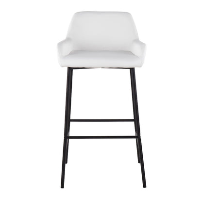 LumiSource Daniella 30in Bar Stool Set of 2 | Industrial Black Metal and White PU | Kitchen Island & Home Bar Seating | Model B30-DNLA2BKPUW2