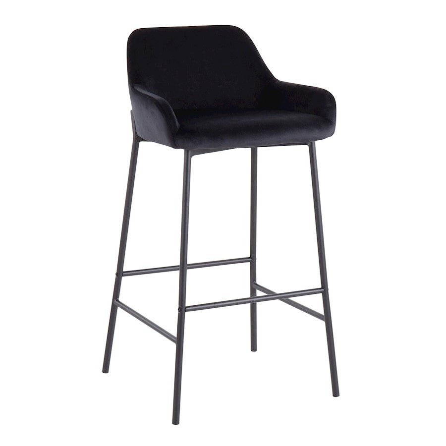 LumiSource Daniella 30in Bar Stool Set of 2 | Industrial Black Metal and Black Velvet | Kitchen Island & Home Bar Seating | Model B30-DNLA2BKVBK2