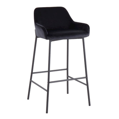 LumiSource Daniella 30in Bar Stool Set of 2 | Industrial Black Metal and Black Velvet | Kitchen Island & Home Bar Seating | Model B30-DNLA2BKVBK2
