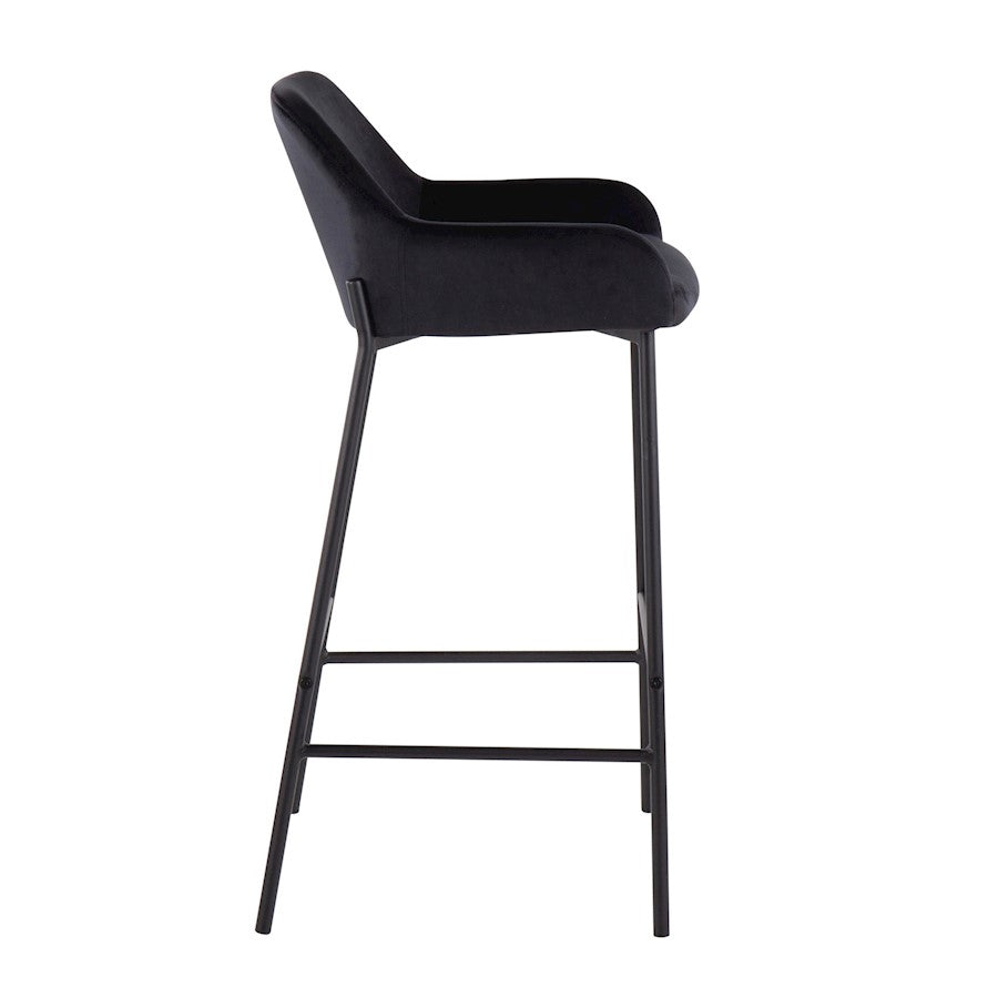 LumiSource Daniella 30in Bar Stool Set of 2 | Industrial Black Metal and Black Velvet | Kitchen Island & Home Bar Seating | Model B30-DNLA2BKVBK2