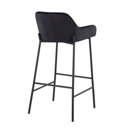 LumiSource Daniella 30in Bar Stool Set of 2 | Industrial Black Metal and Black Velvet | Kitchen Island & Home Bar Seating | Model B30-DNLA2BKVBK2