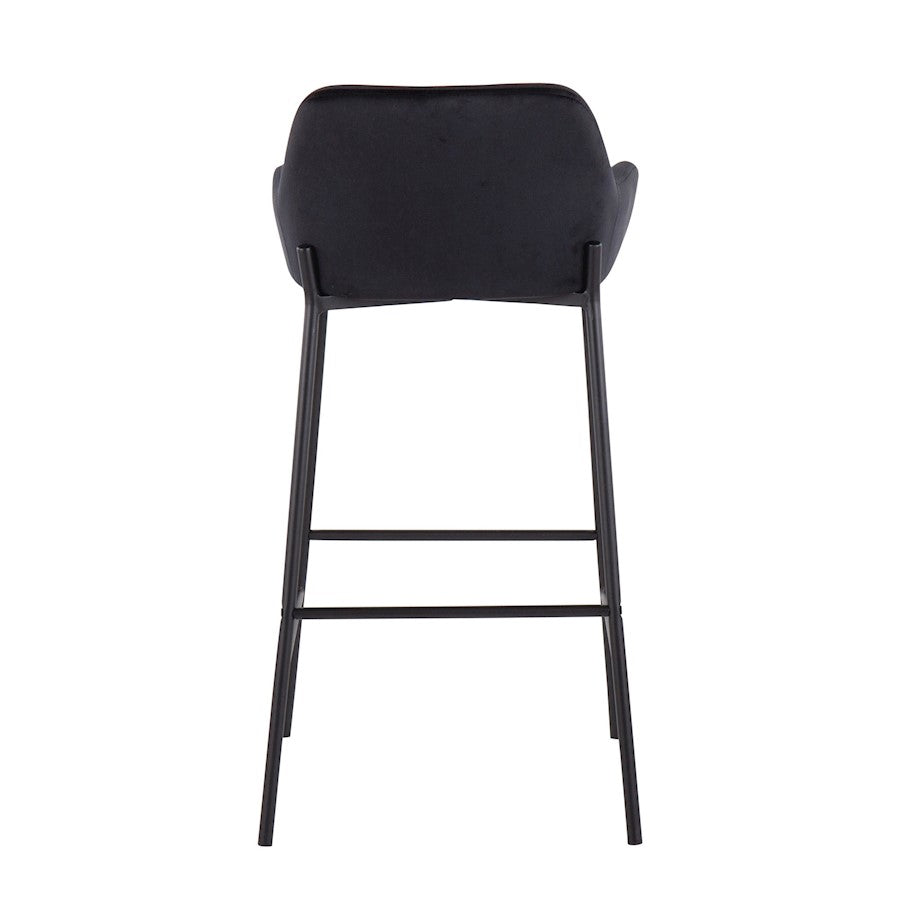 LumiSource Daniella 30in Bar Stool Set of 2 | Industrial Black Metal and Black Velvet | Kitchen Island & Home Bar Seating | Model B30-DNLA2BKVBK2