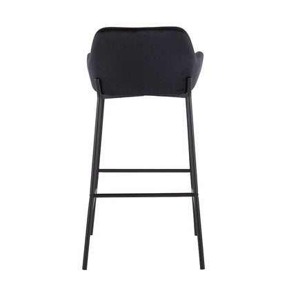 LumiSource Daniella 30in Bar Stool Set of 2 | Industrial Black Metal and Black Velvet | Kitchen Island & Home Bar Seating | Model B30-DNLA2BKVBK2