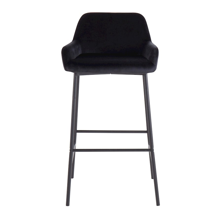 LumiSource Daniella 30in Bar Stool Set of 2 | Industrial Black Metal and Black Velvet | Kitchen Island & Home Bar Seating | Model B30-DNLA2BKVBK2