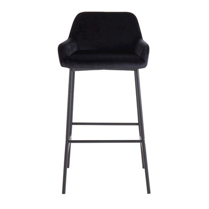 LumiSource Daniella 30in Bar Stool Set of 2 | Industrial Black Metal and Black Velvet | Kitchen Island & Home Bar Seating | Model B30-DNLA2BKVBK2