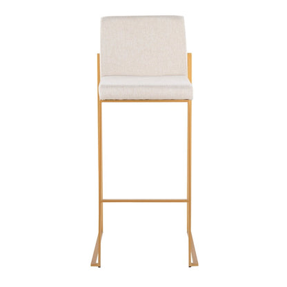 LumiSource Fuji High Back Barstool Set of 2 | Gold Steel Frame & Beige Fabric | Kitchen Island & Bar Seating | Model B30-FUJIHBAUFBG2