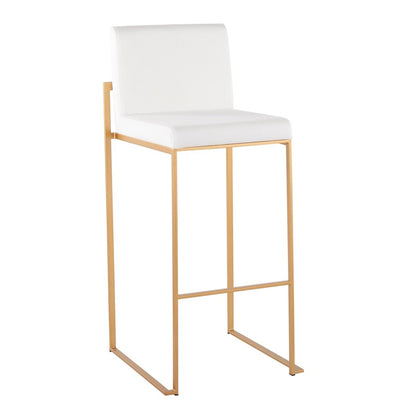 LumiSource Fuji High Back Barstool Set of 2 | Gold Steel and White Velvet | Kitchen Island & Bar Seating | 40.5in H, 31in | Model B30-FUJIHBAUVW2
