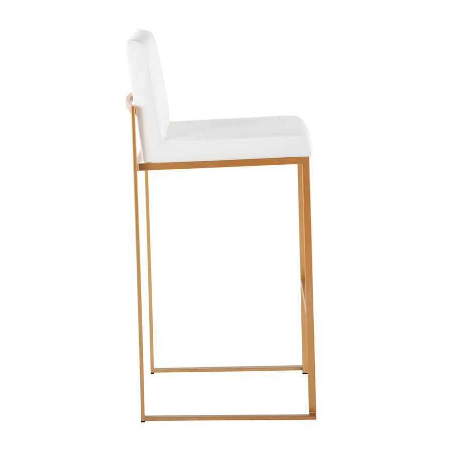 LumiSource Fuji High Back Barstool Set of 2 | Gold Steel and White Velvet | Kitchen Island & Bar Seating | 40.5in H, 31in | Model B30-FUJIHBAUVW2