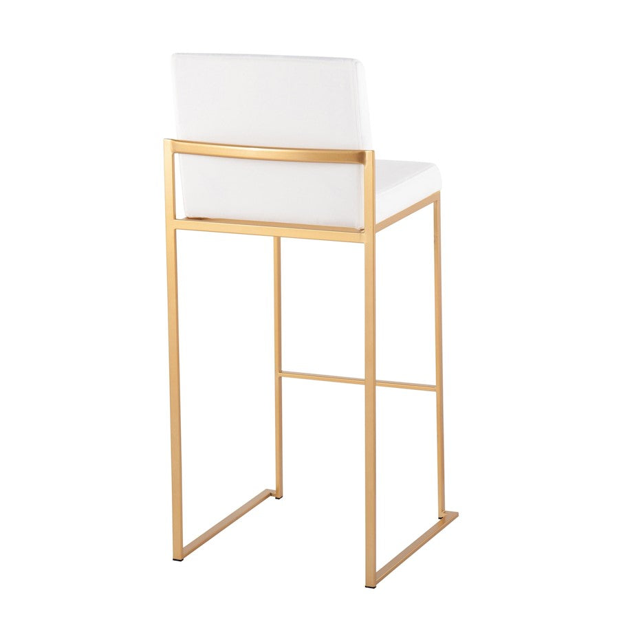 LumiSource Fuji High Back Barstool Set of 2 | Gold Steel and White Velvet | Kitchen Island & Bar Seating | 40.5in H, 31in | Model B30-FUJIHBAUVW2