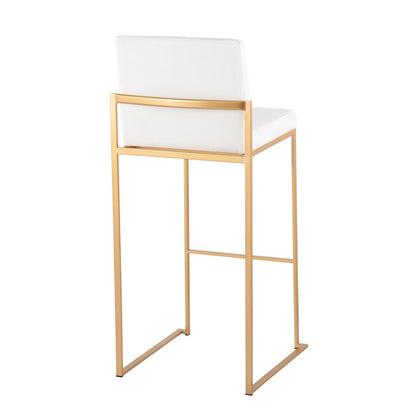 LumiSource Fuji High Back Barstool Set of 2 | Gold Steel and White Velvet | Kitchen Island & Bar Seating | 40.5in H, 31in | Model B30-FUJIHBAUVW2