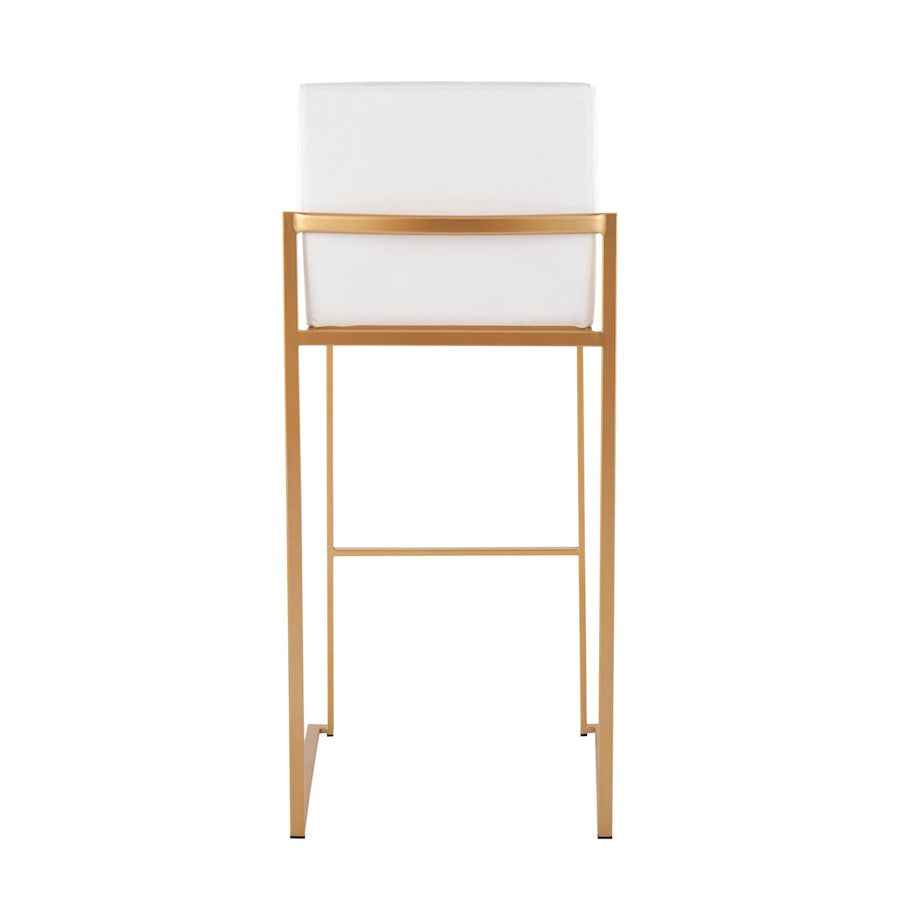 LumiSource Fuji High Back Barstool Set of 2 | Gold Steel and White Velvet | Kitchen Island & Bar Seating | 40.5in H, 31in | Model B30-FUJIHBAUVW2