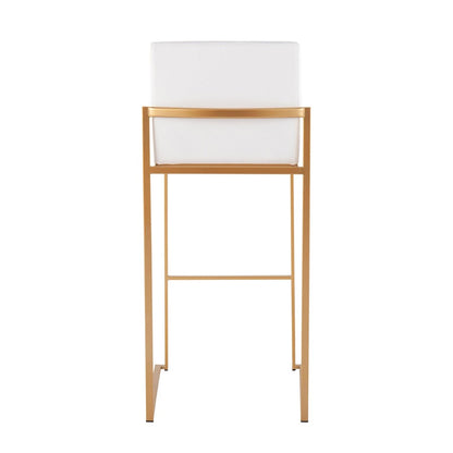 LumiSource Fuji High Back Barstool Set of 2 | Gold Steel and White Velvet | Kitchen Island & Bar Seating | 40.5in H, 31in | Model B30-FUJIHBAUVW2