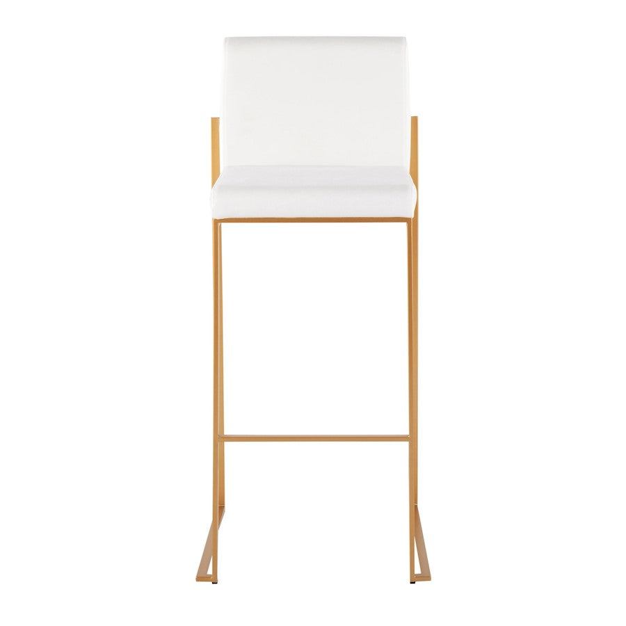 LumiSource Fuji High Back Barstool Set of 2 | Gold Steel and White Velvet | Kitchen Island & Bar Seating | 40.5in H, 31in | Model B30-FUJIHBAUVW2