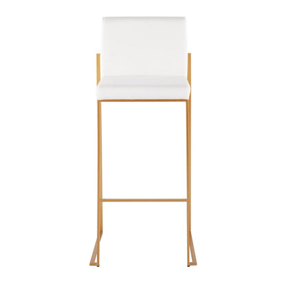 LumiSource Fuji High Back Barstool Set of 2 | Gold Steel and White Velvet | Kitchen Island & Bar Seating | 40.5in H, 31in | Model B30-FUJIHBAUVW2