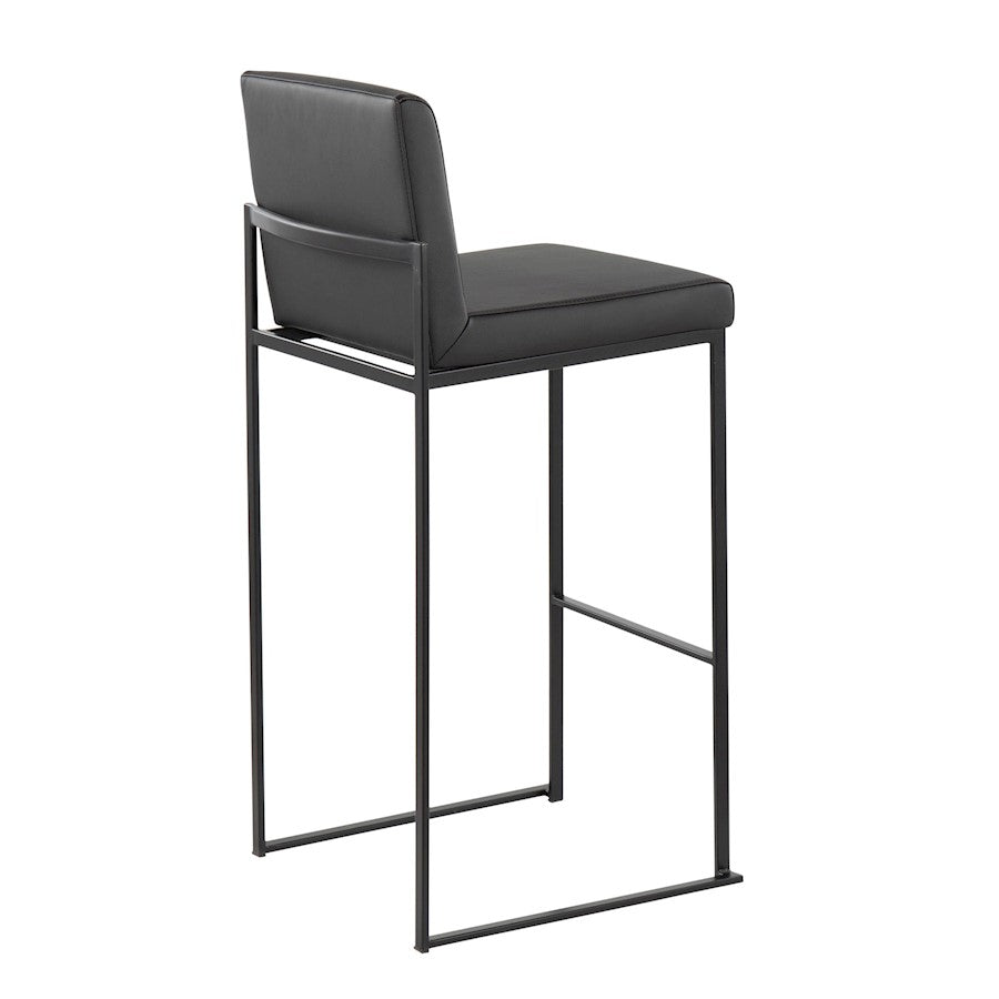 LumiSource Fuji High Back Barstool Set of 2 | Black Steel and Black PU | Kitchen Island & Bar Seating | 40.5in H, 31in Seat | Model B30-FUJIHBBKBK2