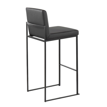 LumiSource Fuji High Back Barstool Set of 2 | Black Steel and Black PU | Kitchen Island & Bar Seating | 40.5in H, 31in Seat | Model B30-FUJIHBBKBK2