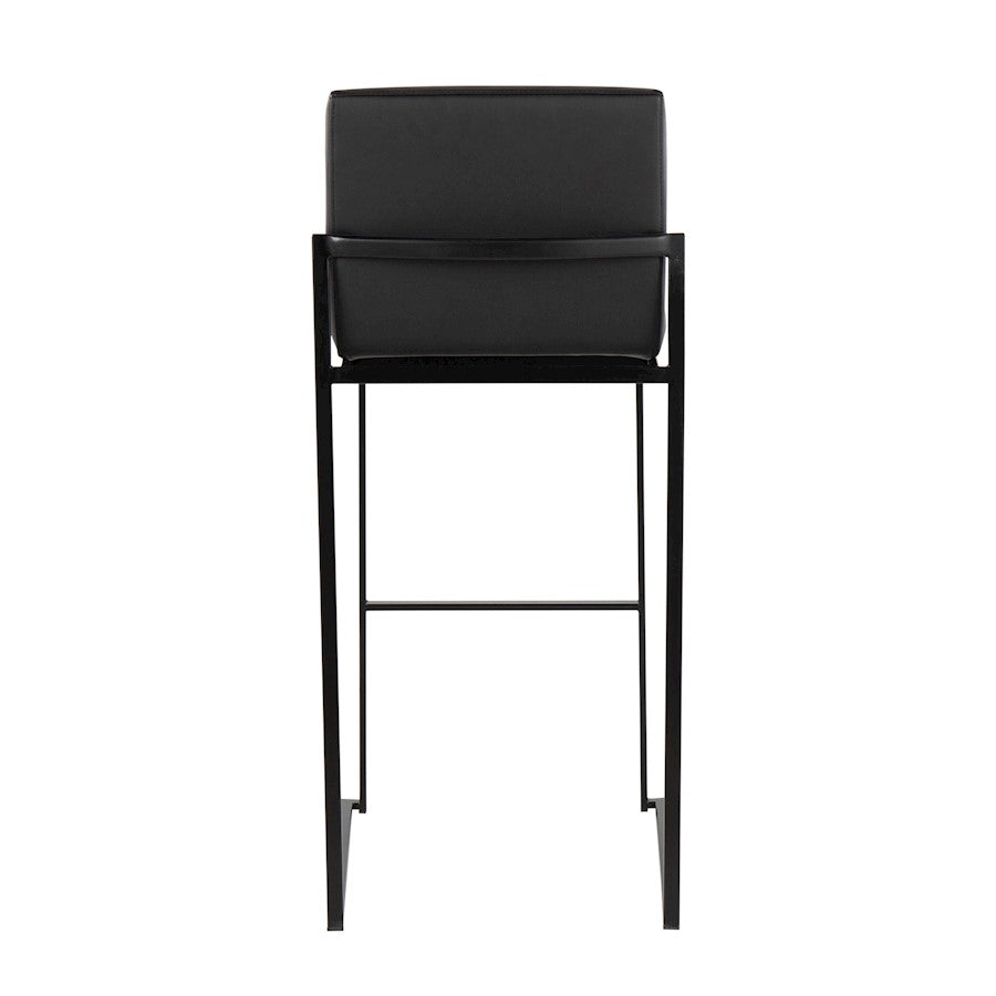 LumiSource Fuji High Back Barstool Set of 2 | Black Steel and Black PU | Kitchen Island & Bar Seating | 40.5in H, 31in Seat | Model B30-FUJIHBBKBK2