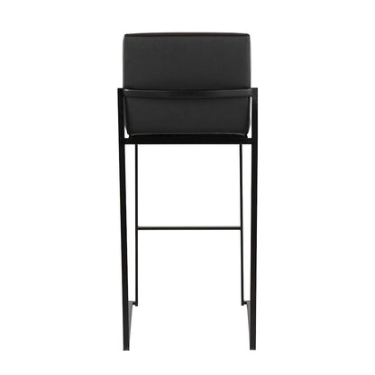 LumiSource Fuji High Back Barstool Set of 2 | Black Steel and Black PU | Kitchen Island & Bar Seating | 40.5in H, 31in Seat | Model B30-FUJIHBBKBK2