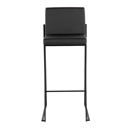 LumiSource Fuji High Back Barstool Set of 2 | Black Steel and Black PU | Kitchen Island & Bar Seating | 40.5in H, 31in Seat | Model B30-FUJIHBBKBK2