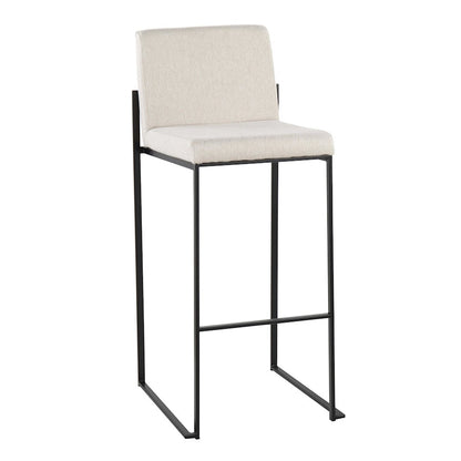 LumiSource Fuji High Back Barstool Set of 2 | Contemporary Black Steel and Beige Fabric | Kitchen Island & Home Bar Seating | Model B30-FUJIHBBKFBG2