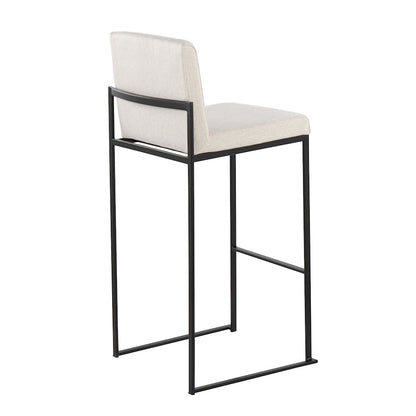 LumiSource Fuji High Back Barstool Set of 2 | Contemporary Black Steel and Beige Fabric | Kitchen Island & Home Bar Seating | Model B30-FUJIHBBKFBG2