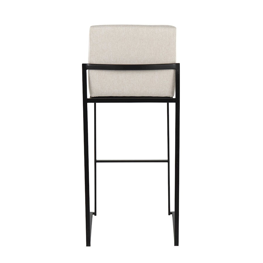 LumiSource Fuji High Back Barstool Set of 2 | Contemporary Black Steel and Beige Fabric | Kitchen Island & Home Bar Seating | Model B30-FUJIHBBKFBG2