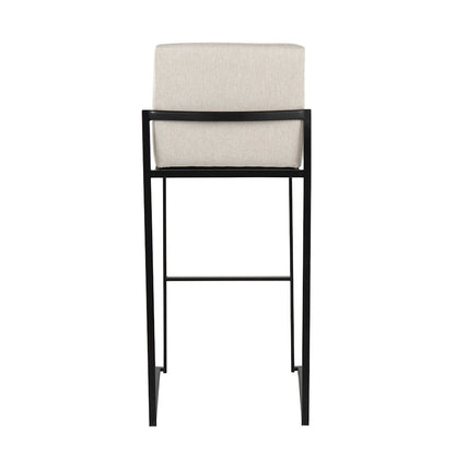 LumiSource Fuji High Back Barstool Set of 2 | Contemporary Black Steel and Beige Fabric | Kitchen Island & Home Bar Seating | Model B30-FUJIHBBKFBG2